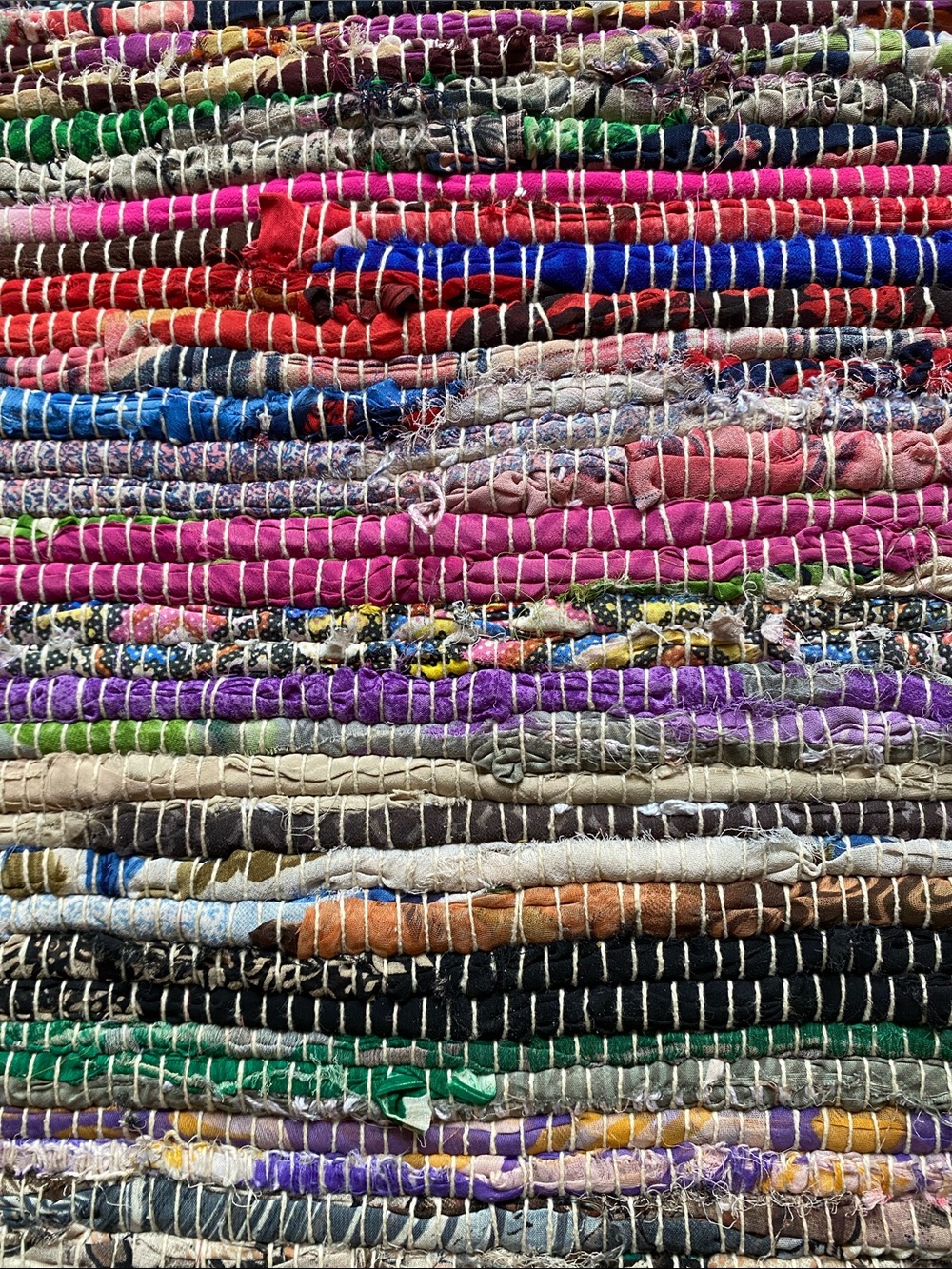 Handwoven Multicolor Rag Rug - Vibrant Stripes - Picture 3 of 5